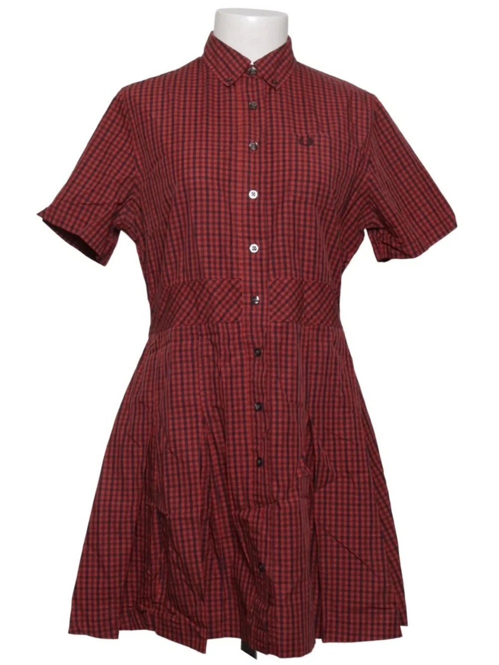 *RARE* Fred Perry Mod Ska Check Shirt Dress Made in Portugal UK 14/ US 6-8 - Picture 2 of 8